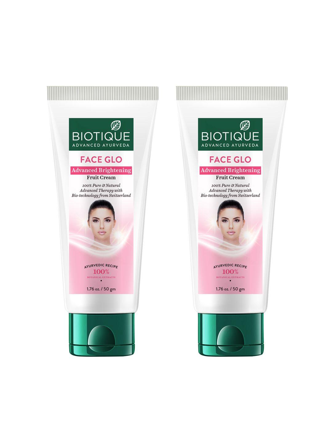 biotique set of 2 pure & natural face glo advanced brightening fruit face cream - 50g each