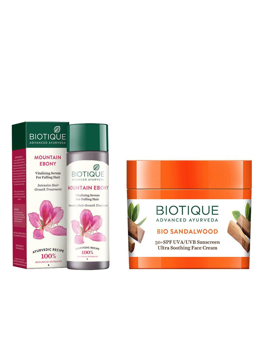 biotique set of sustainable sunscreen & anti-hairfall serum