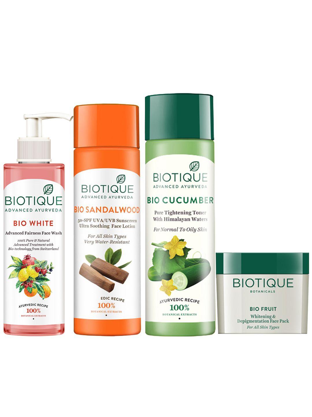 biotique set of toner - face wash - sunscreen lotion - face mask