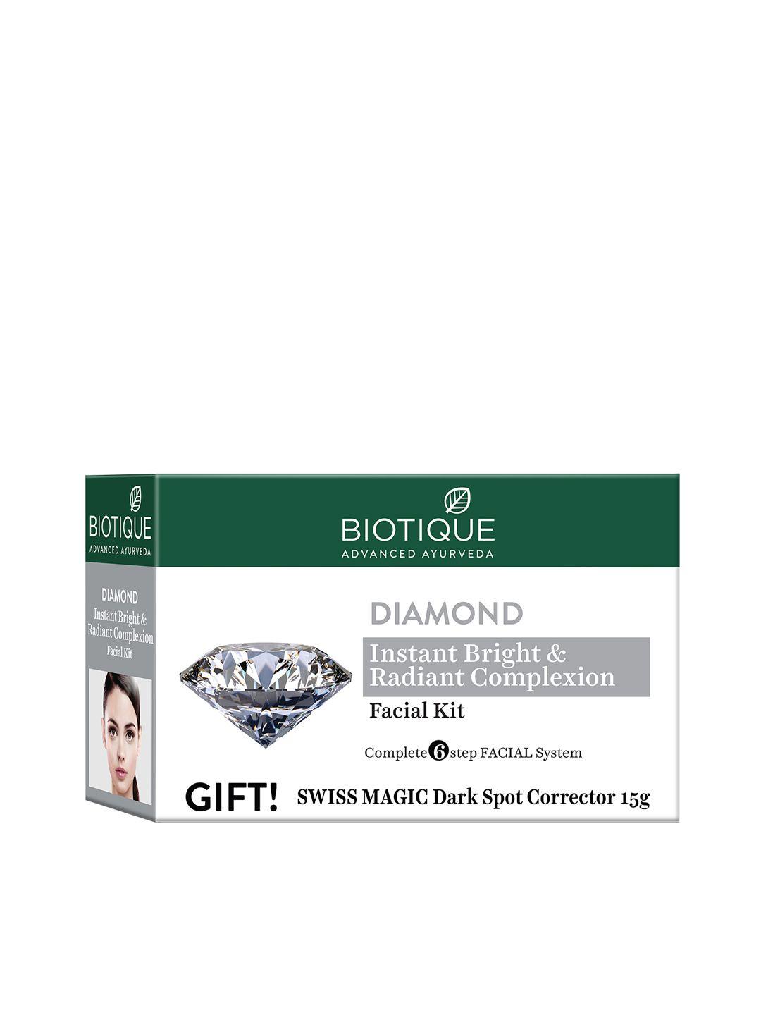 biotique sustainable bio diamond facial kit with swiss magic dark spot corrector