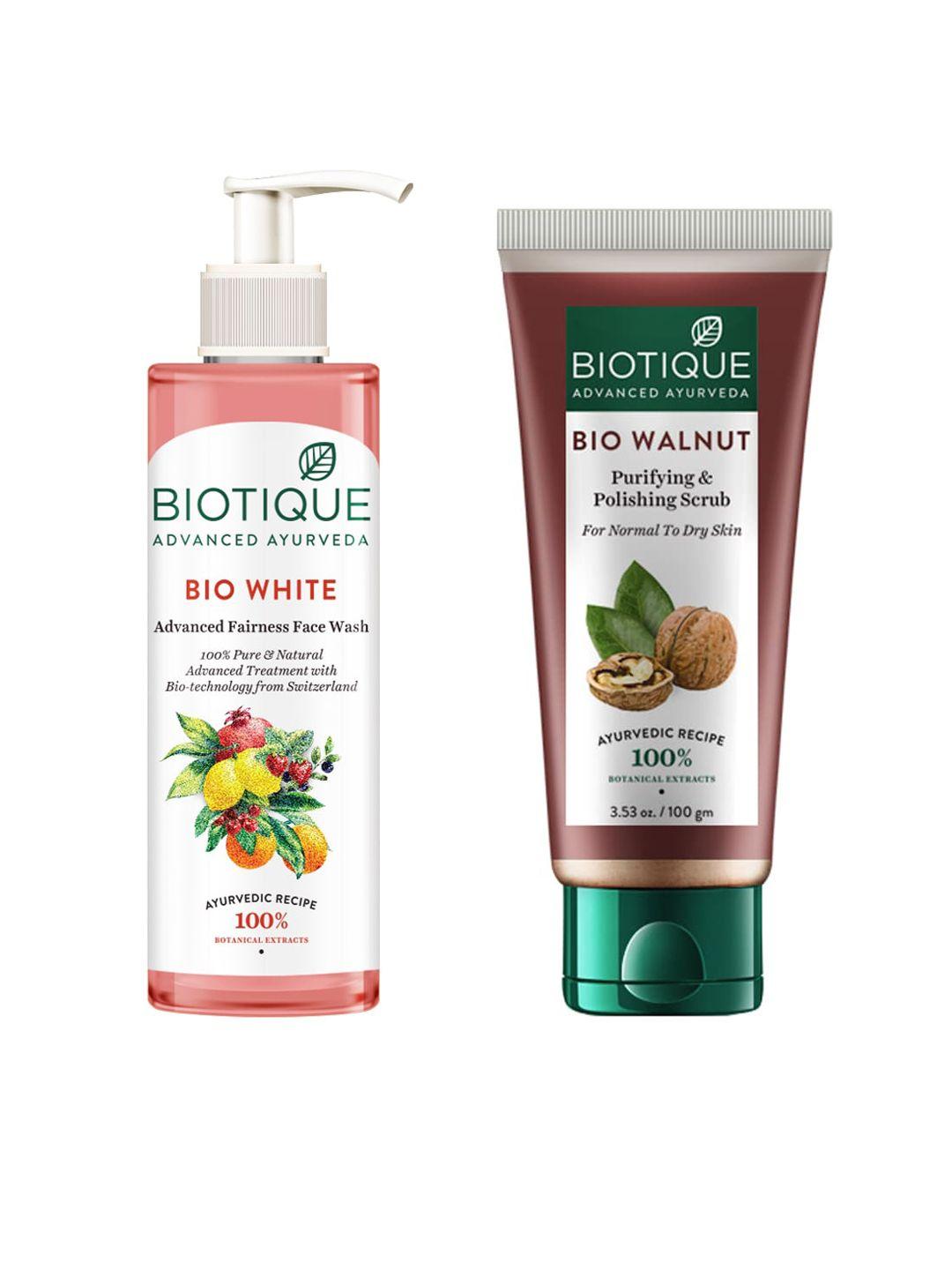 biotique sustainable set of walnut purifying scrub & face wash