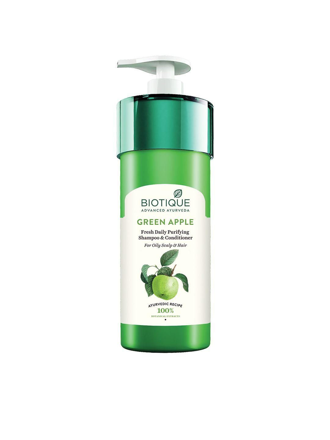 biotique unisex green apple fresh daily purifying shampoo & conditioner 800 ml