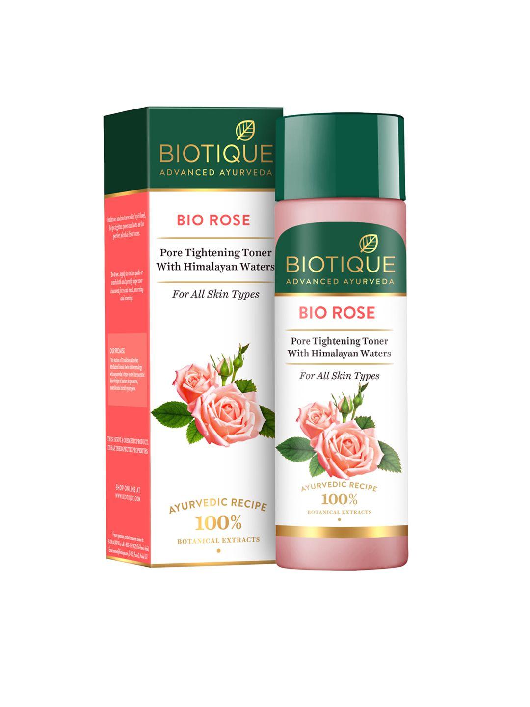 biotique unisex rose pore tightening toner with himalayan waters