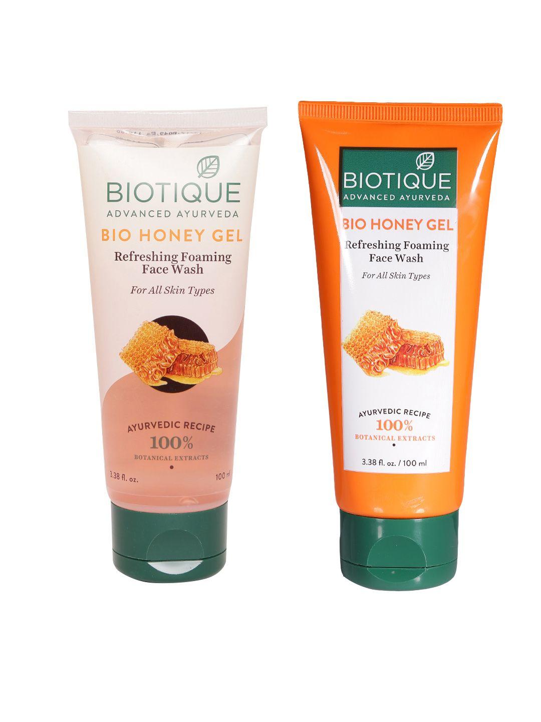 biotique unisex set of 2 bio honey gel foaming face wash