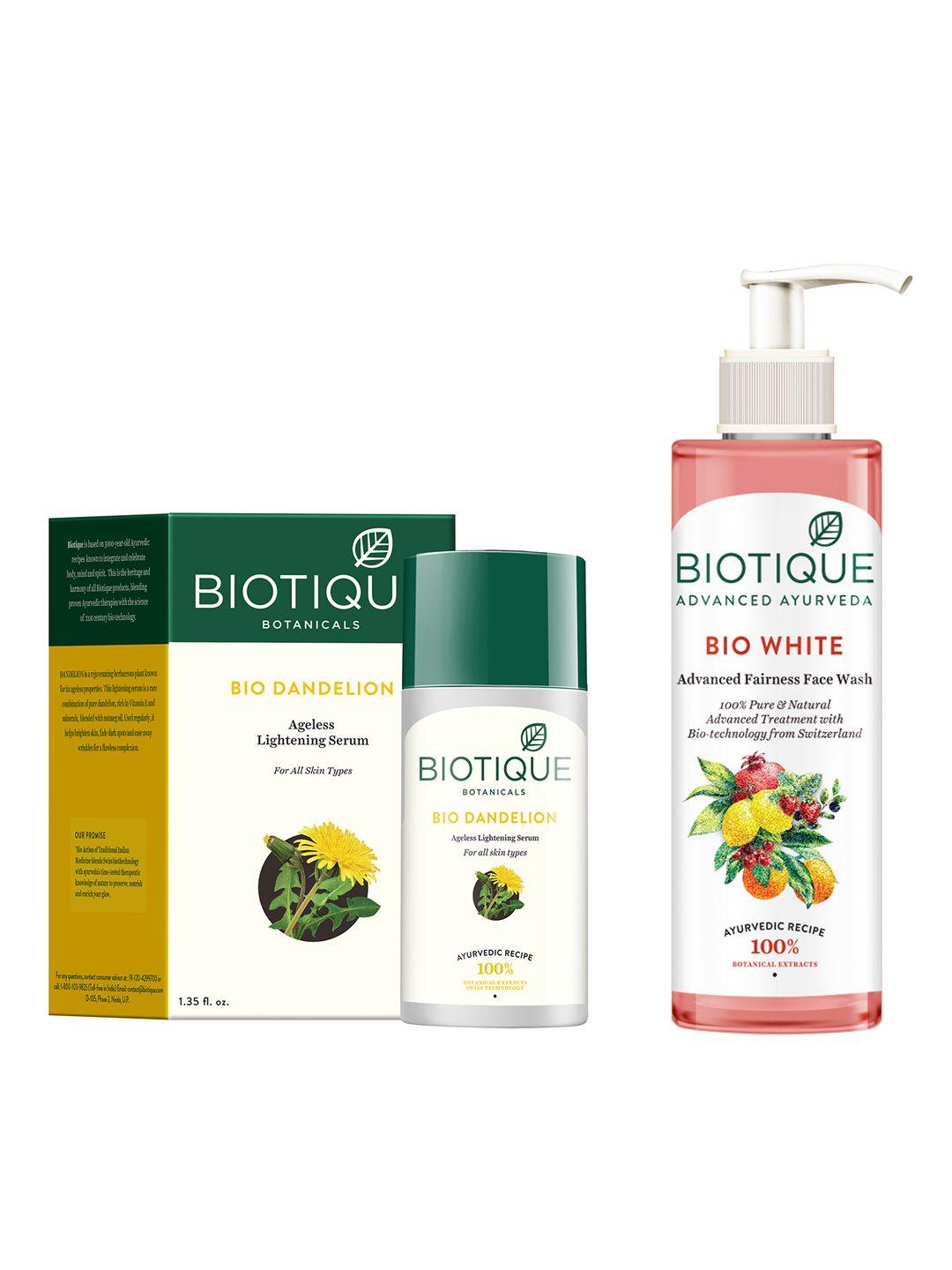 biotique unisex set of lightening serum & fairness face wash