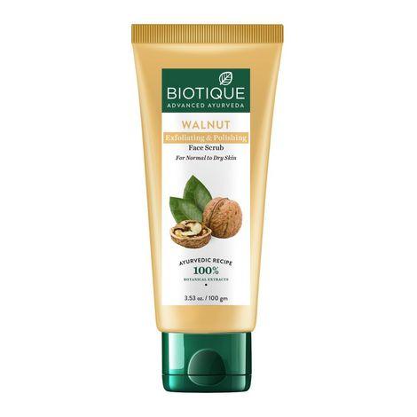 biotique walnut exfoliating & polishing face scrub 100gm tube