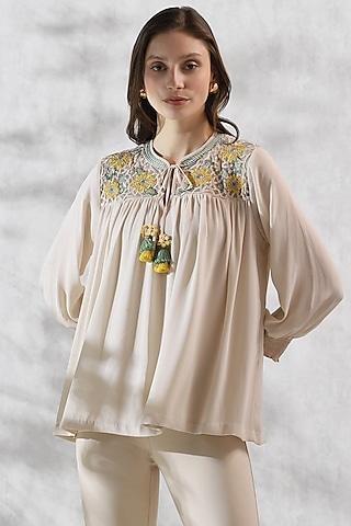 birch georgette embroidered top