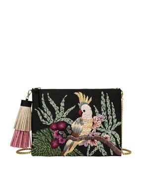 bird embroidered crossbody handbag