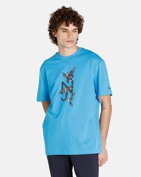 bird print crew-neck t-shirt