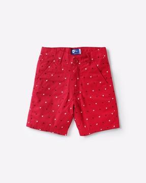 bird print mid-rise shorts with insert pockets