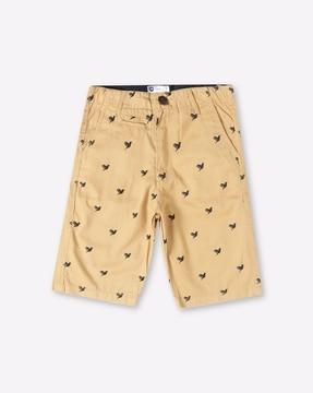 bird print shorts with insert pockets
