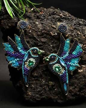 bird sequinned dangler earrings