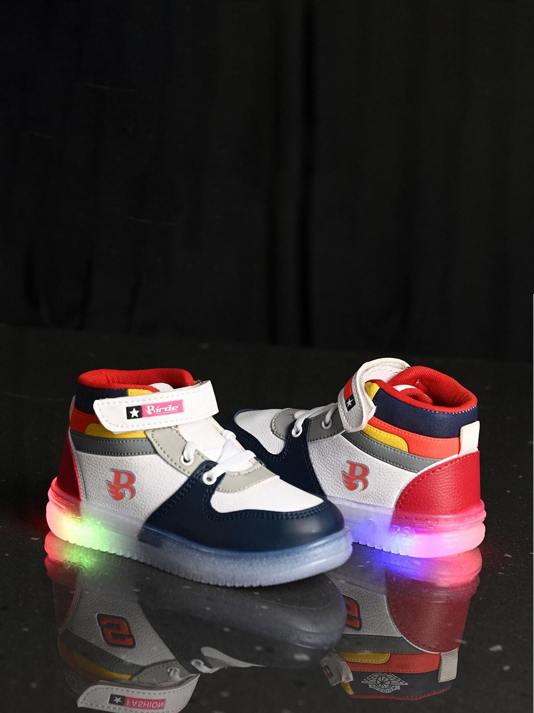 birde boys colourblocked comfort insole lightweight led sneakers