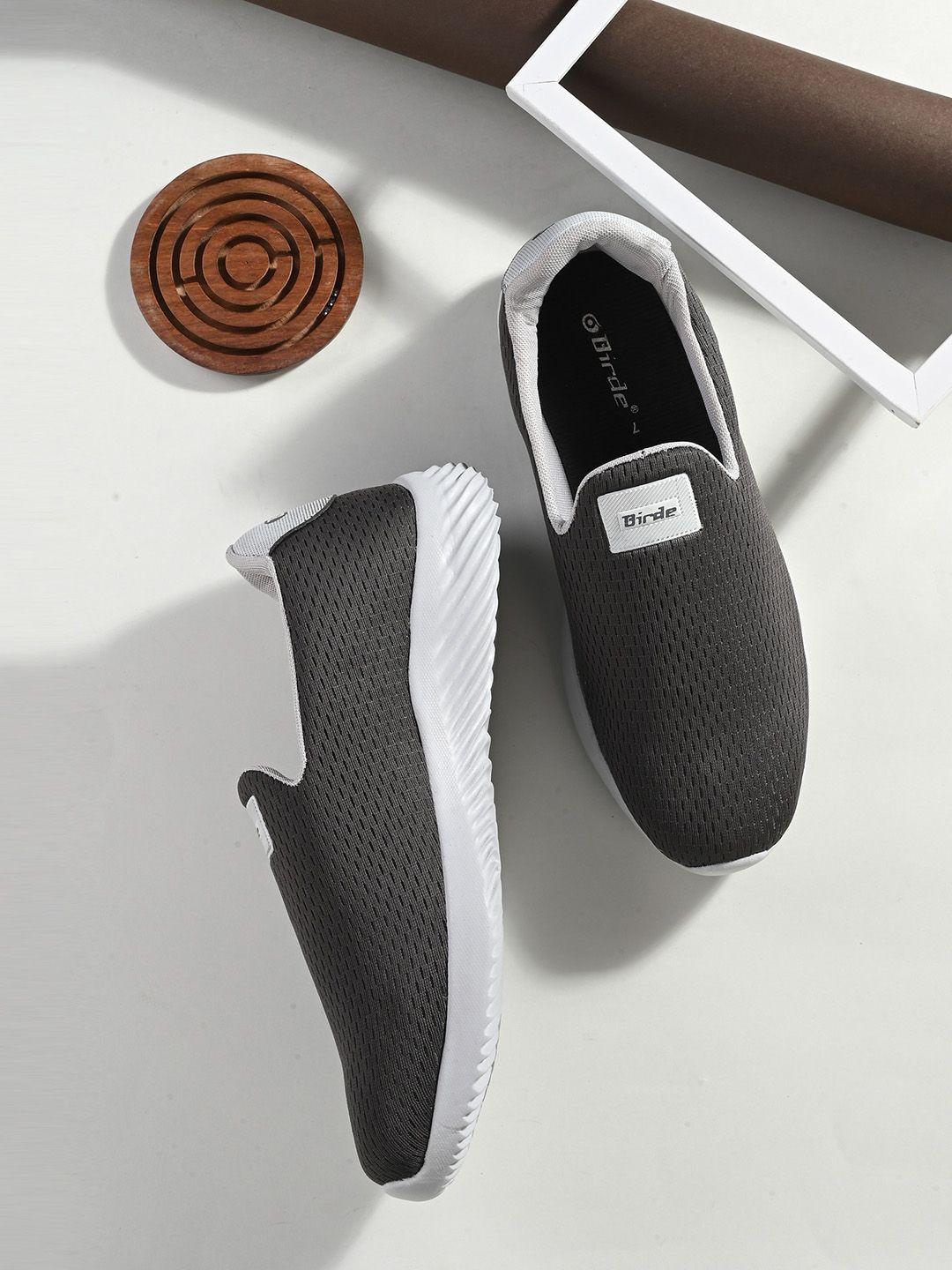 birde men woven design comfort insole mesh contrast sole slip-on sneakers