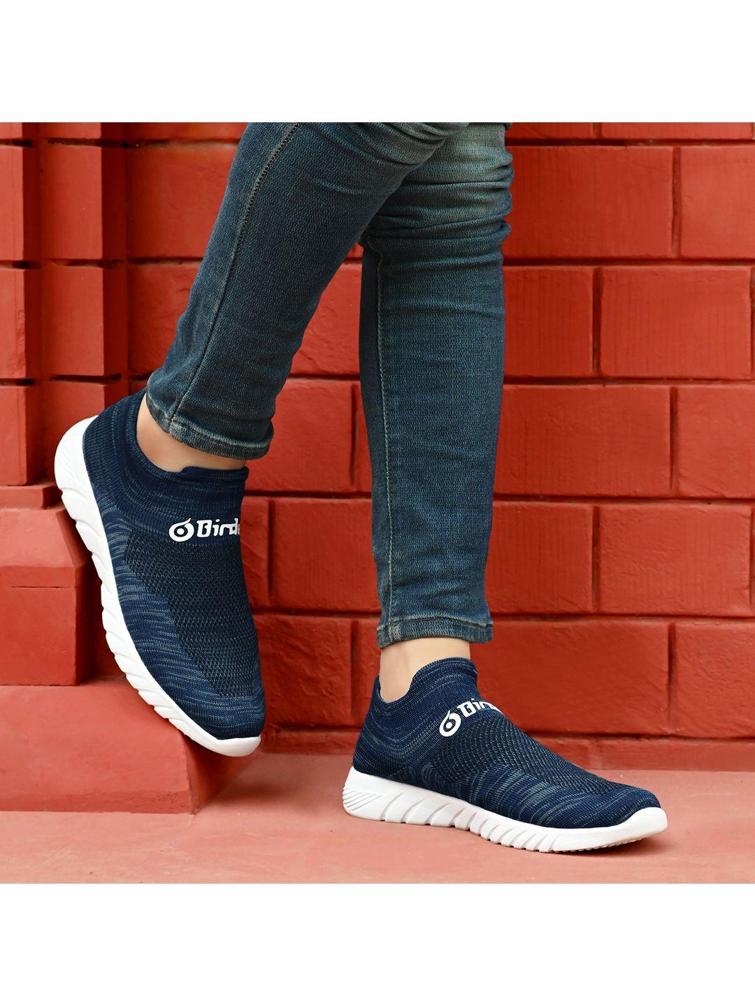 birde men blue woven design sneakers