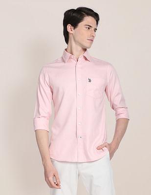 birdseye dobby textured solid shirt