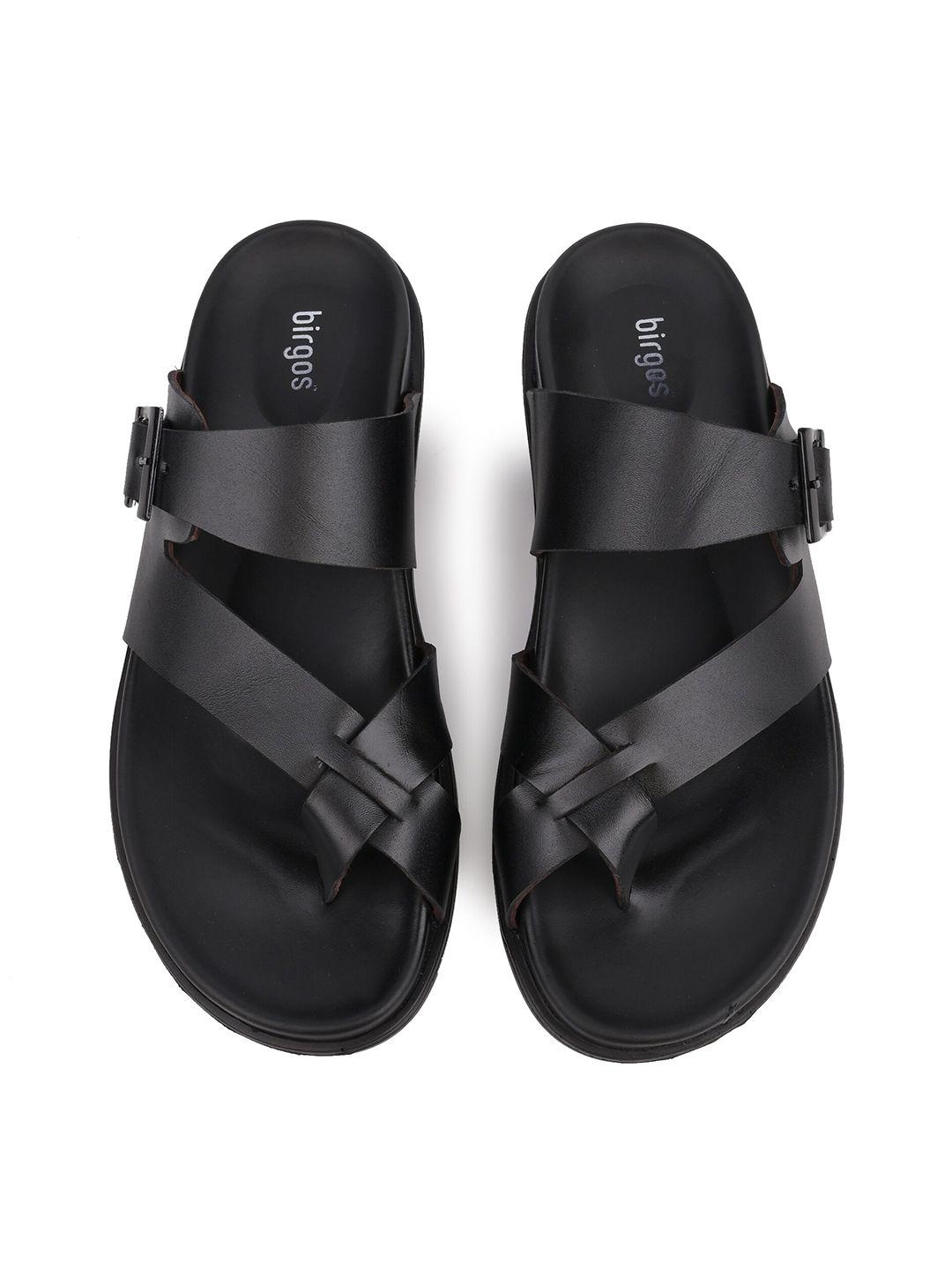 birgos men leather buckle comfort sandals
