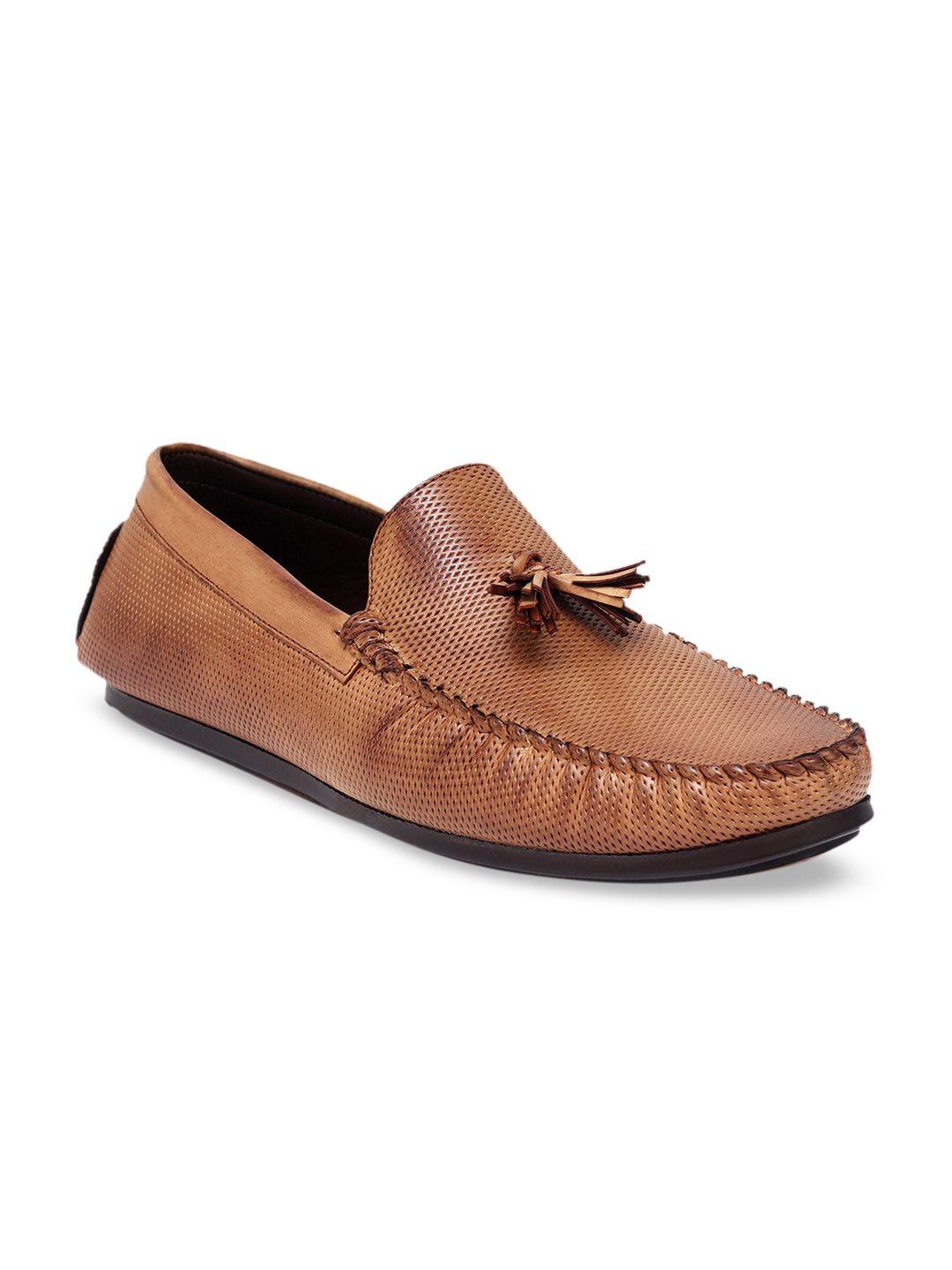birgos men brown textured loafers