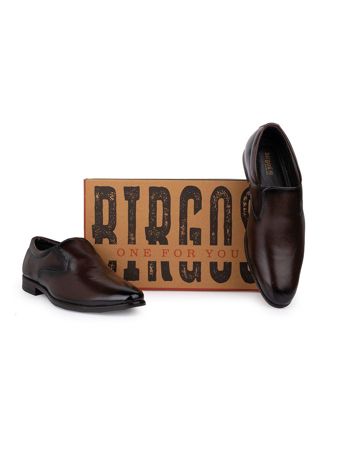 birgos men leather formal slip-on shoes