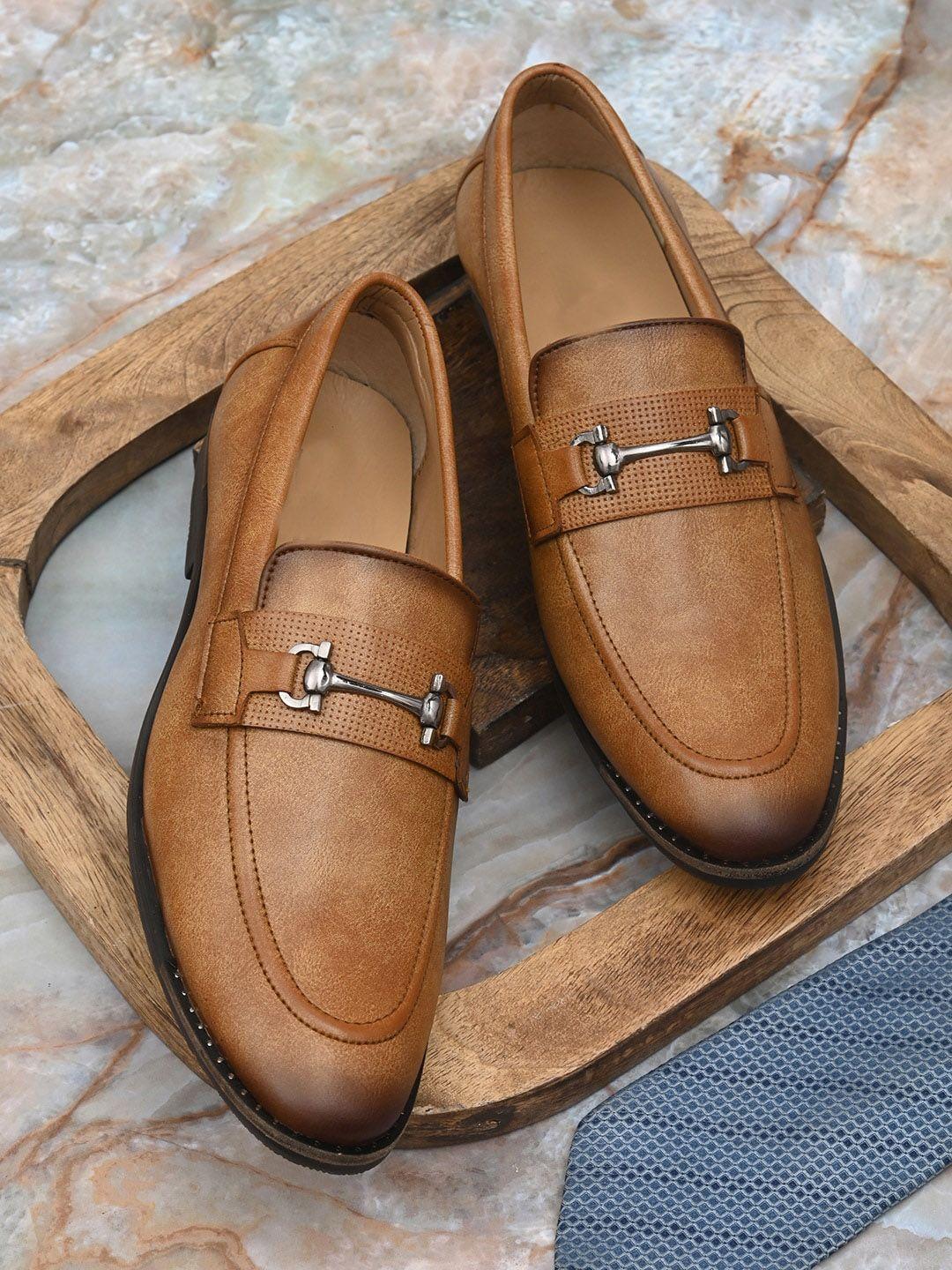 birgos men leather formal slip-on shoes