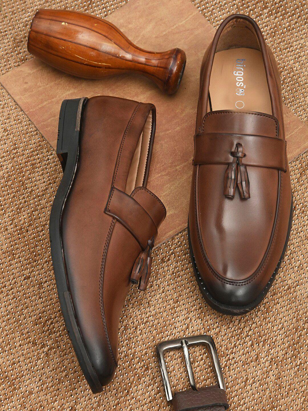 birgos men leather formal tassel loafers
