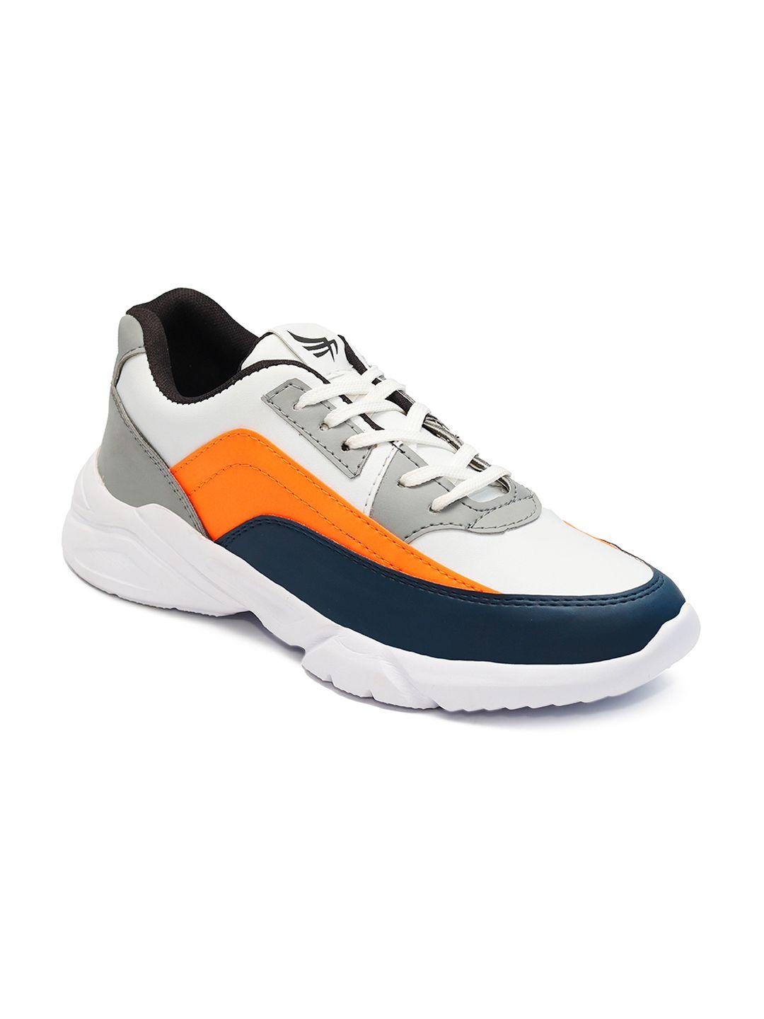 birgos men orange colourblocked sneakers