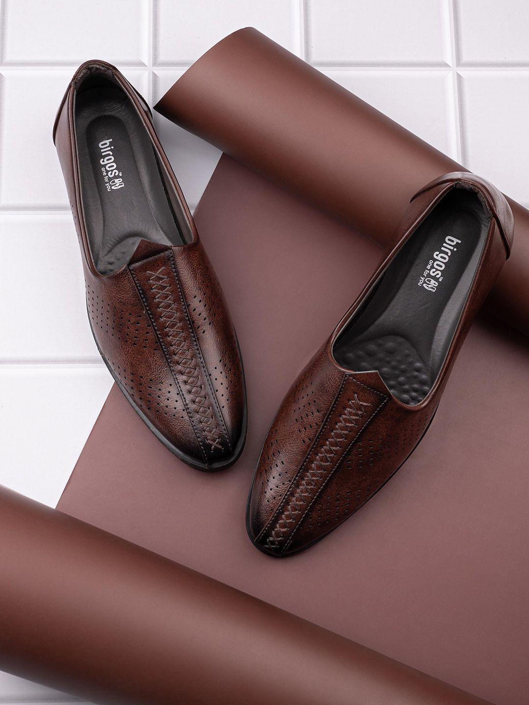 birgos men textured formal slip-on shoes