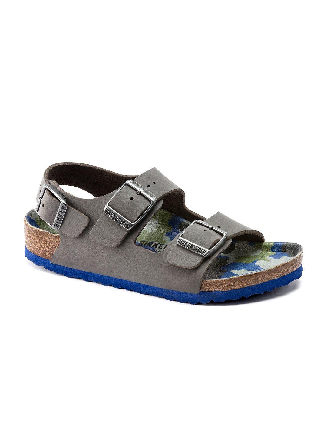 birkenstock boys grey milano leather narrow width comfort sandals