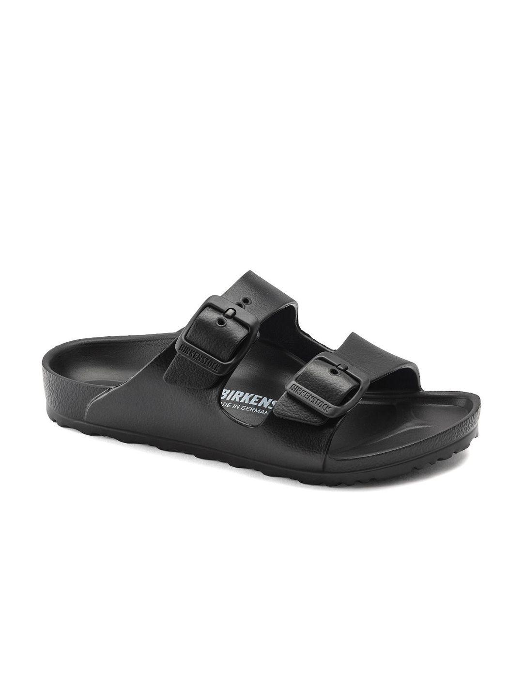 birkenstock girls arizona essentials eva black narrow width leather open toe flats