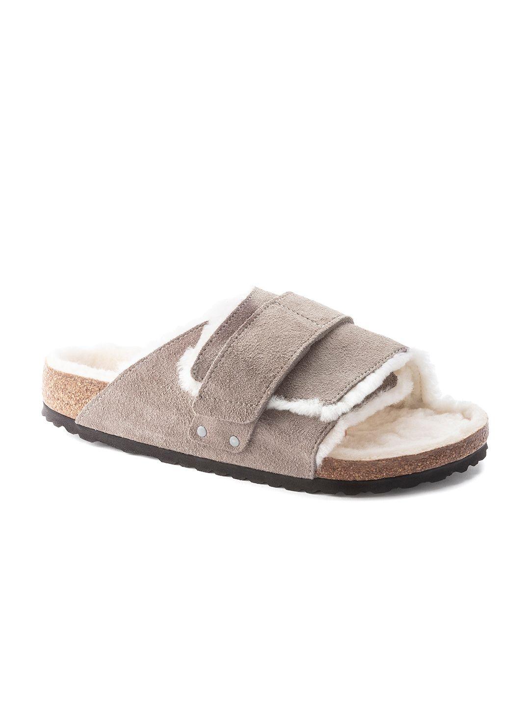 birkenstock men kyoto shearling regular width one-strap comfort sandals