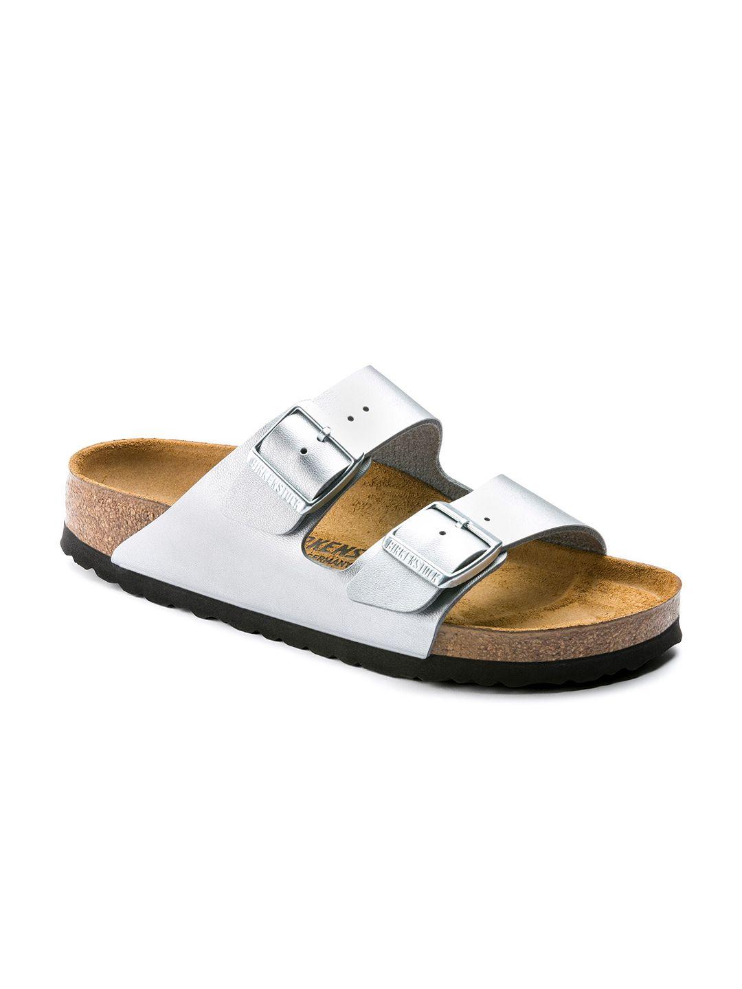 birkenstock unisex silver-toned comfort sandals