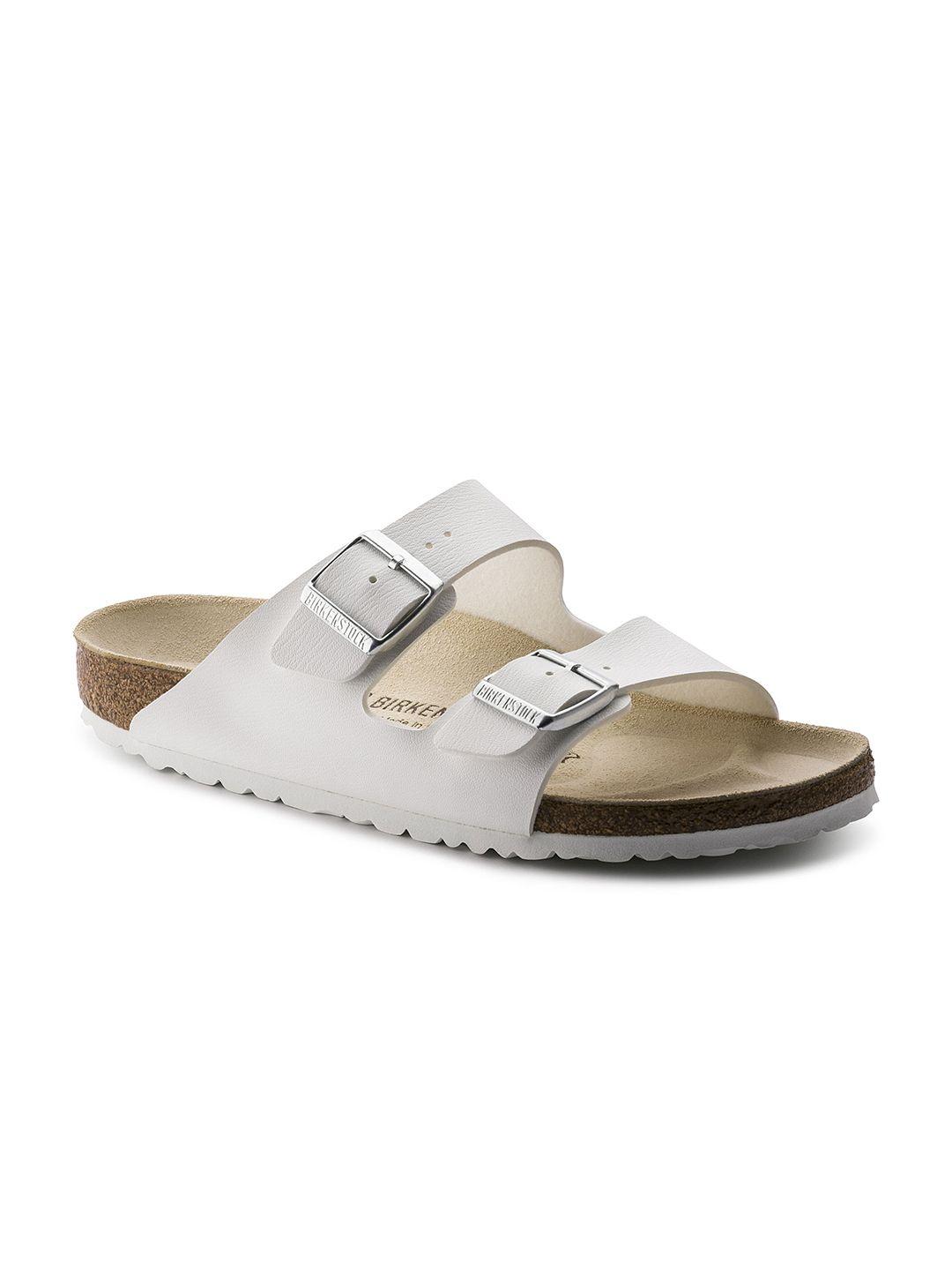 birkenstock unisex white arizona birko-flor narrow width sandals