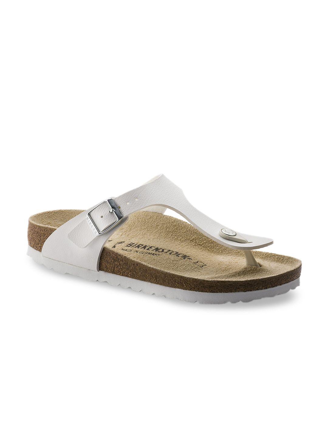birkenstock unisex white gizeh birko-flor regular width solid sandals