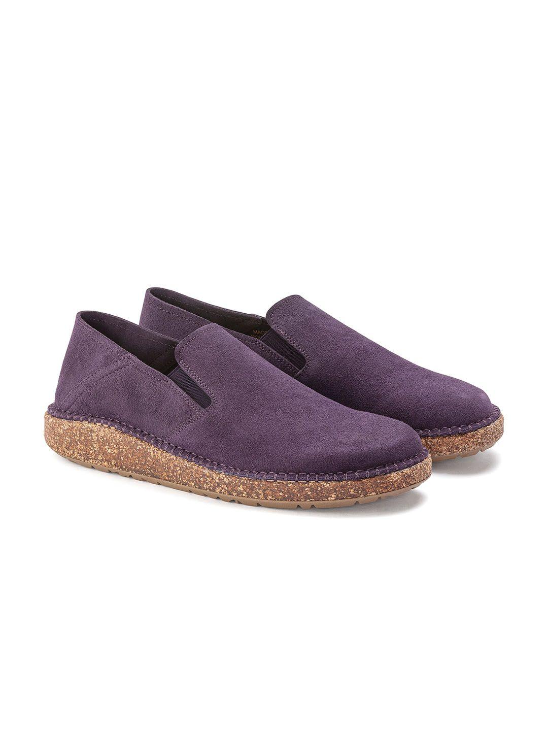 birkenstock women callan purple narrow width suede leather slip-on sneakers
