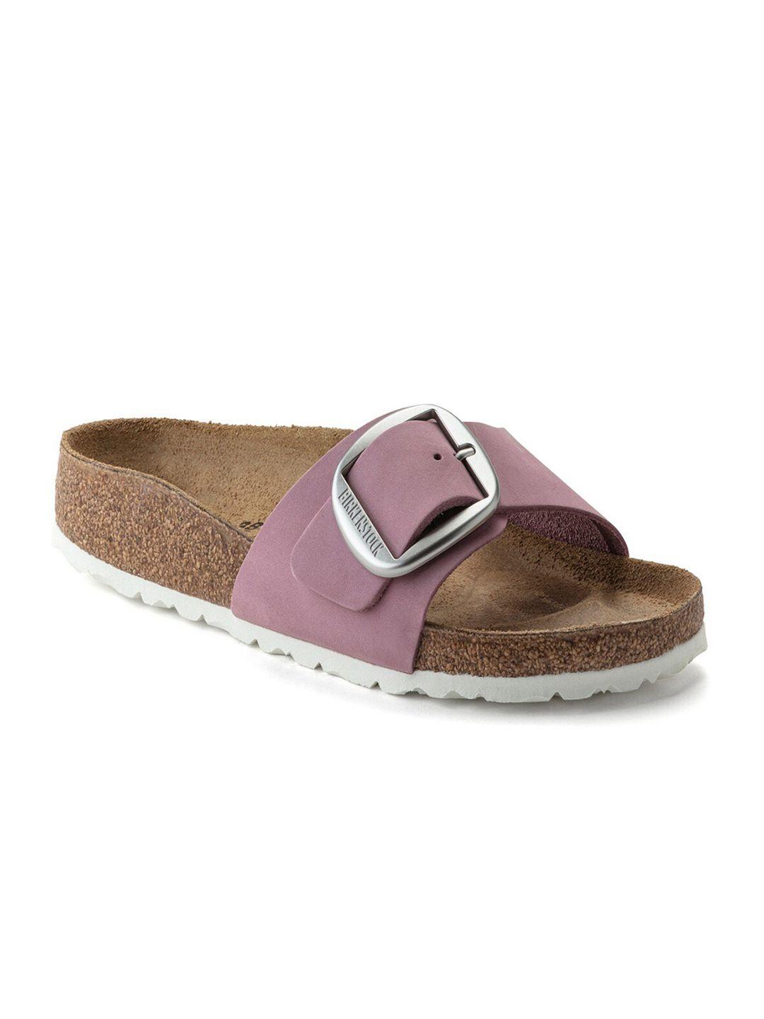 birkenstock  madrid women mauve & beige regular width madrid big buckle sliders