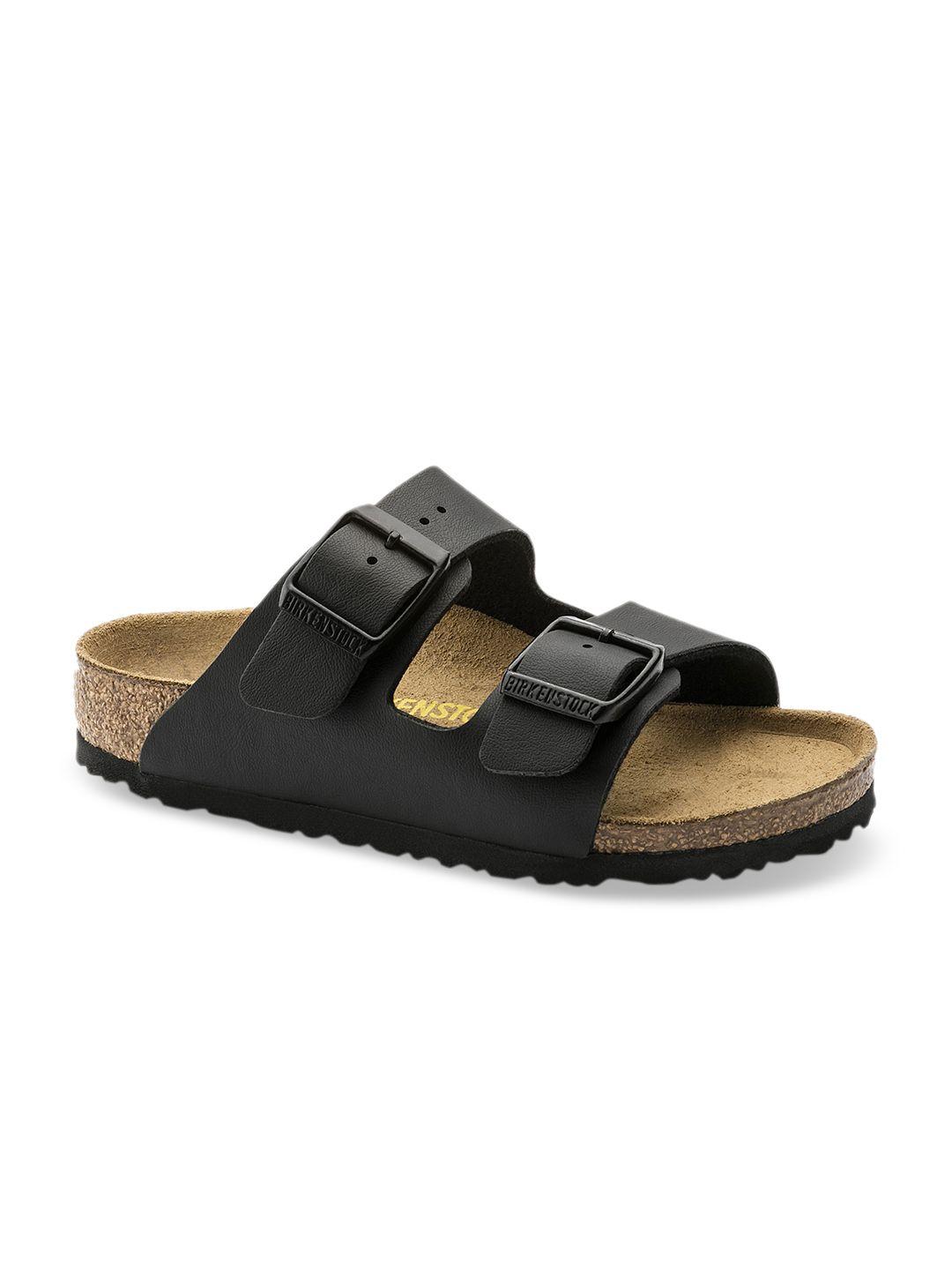 birkenstock boys black arizona birko-flor comfort narrow width sandals