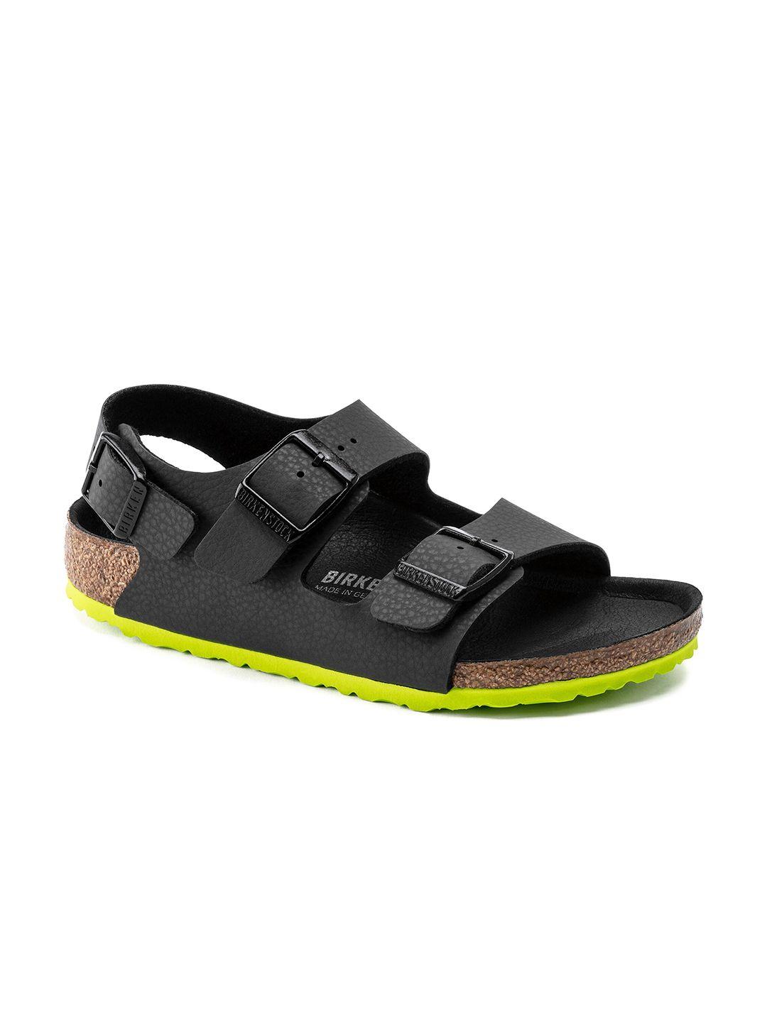 birkenstock boys black milano narrow width leather comfort sandals