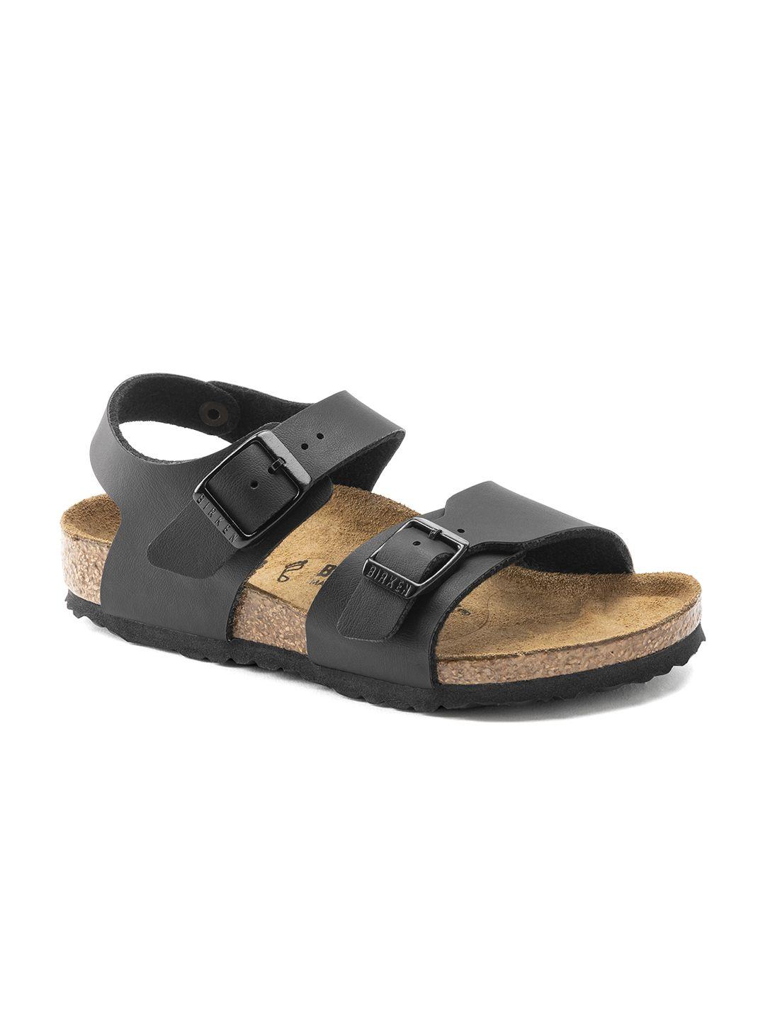 birkenstock boys black narrow width new york birko-flor nubuck comfort sandals