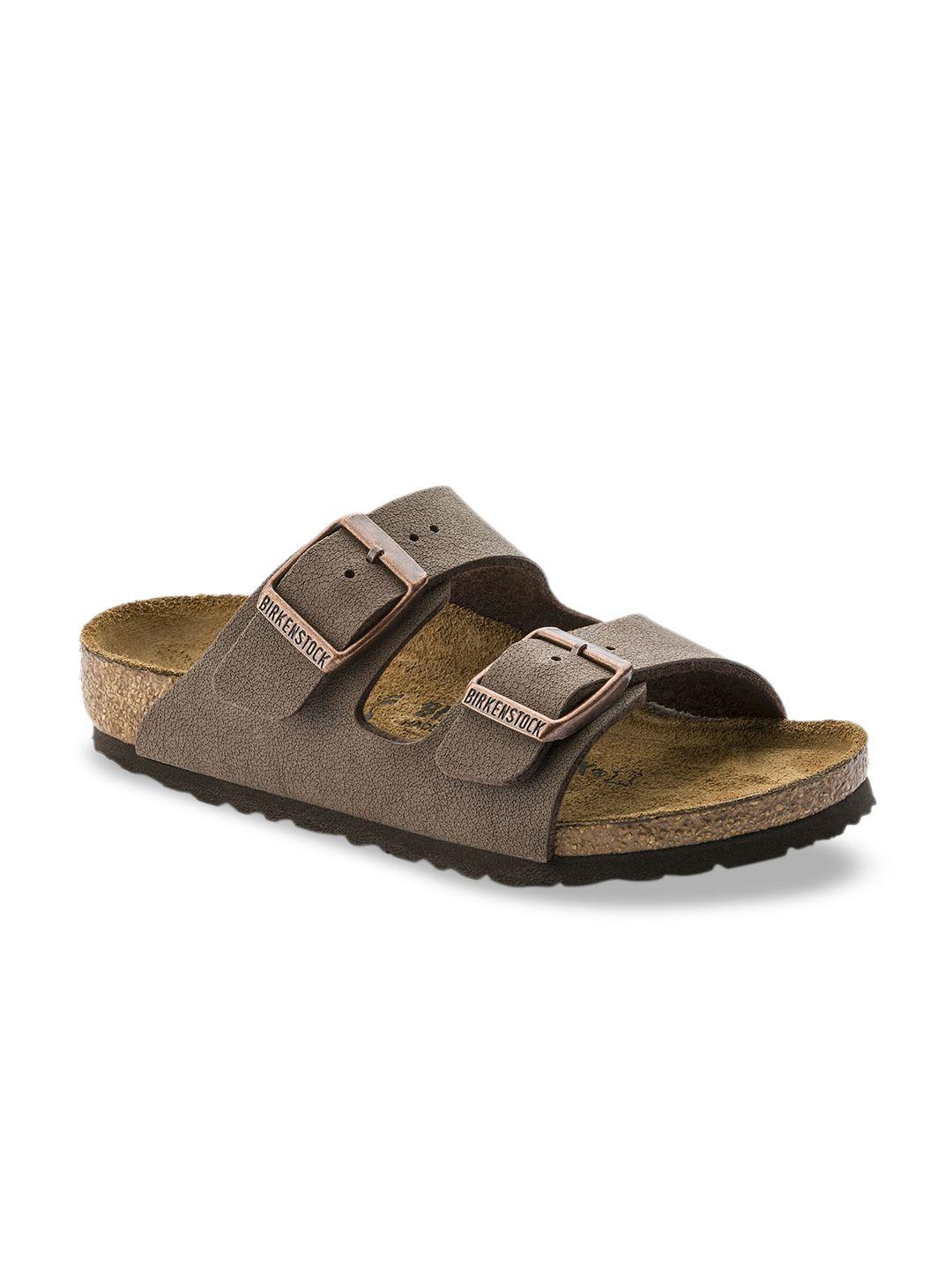 birkenstock boys brown arizona birko-flor nubuck comfort narrow width sandals