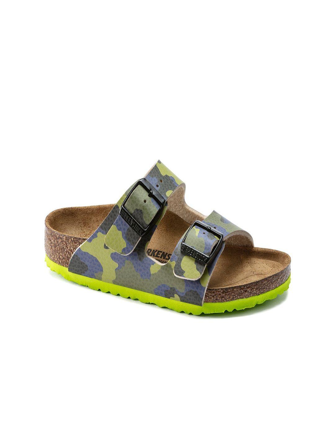 birkenstock boys narrow width multicoloured printed arizona slip on comfort sandals
