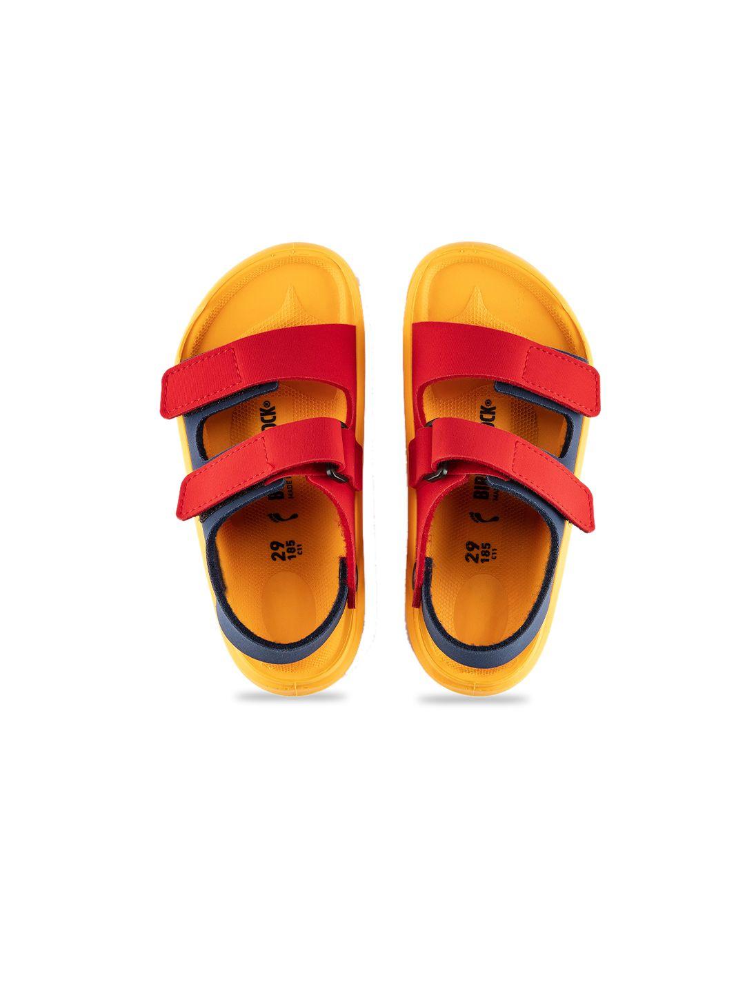 birkenstock boys red & yellow colourblocked mogami narrow width sports sandals