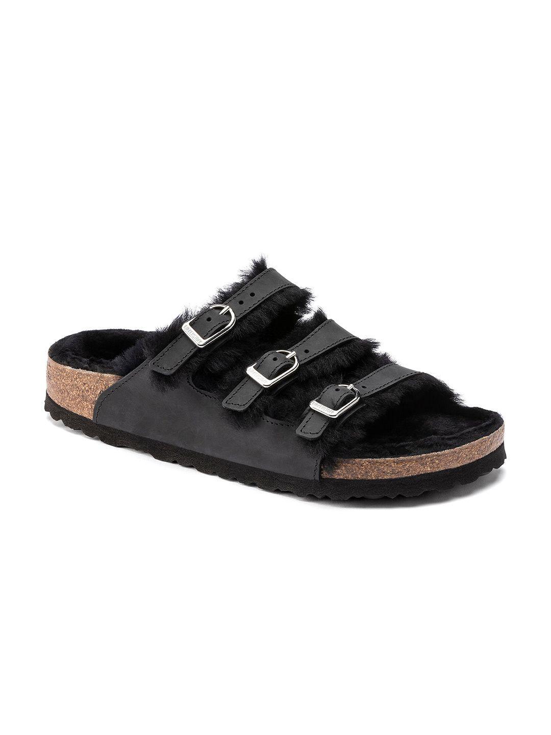 birkenstock florida fresh shearling narrow width multi-strap open toe flats