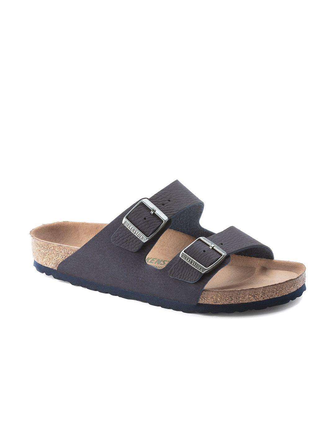 birkenstock men's arizona vegan blue regular width men two-strap sandals