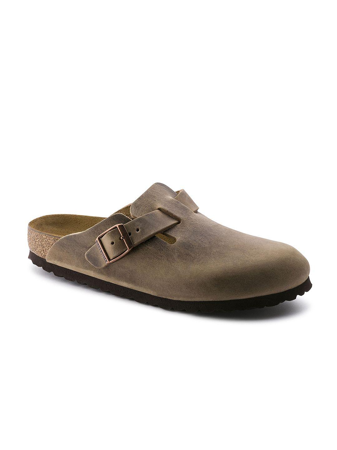 birkenstock men boston brown regular-width slides