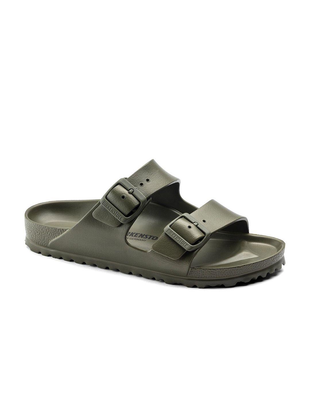 birkenstock unisex arizona essentials green narrow slides