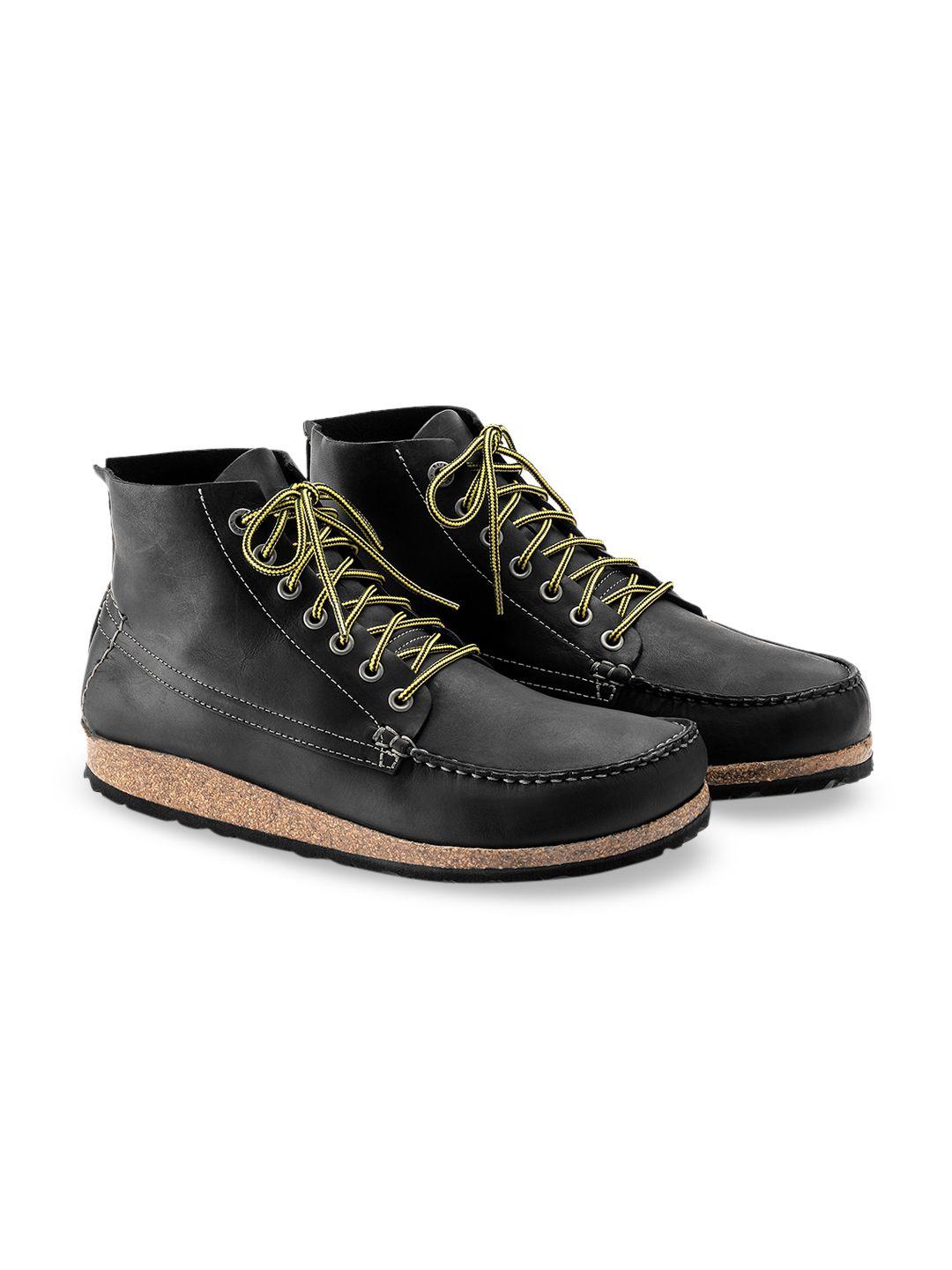 birkenstock unisex black marton leather regular width flat boots