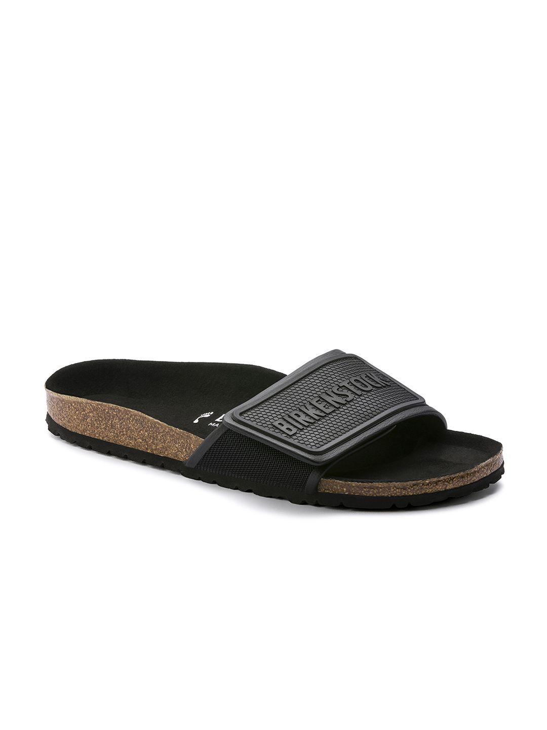 birkenstock unisex black tema micro fibre textured narrow width sliders