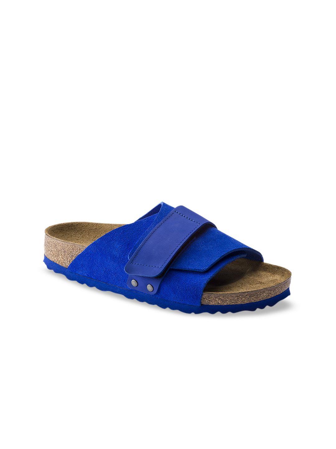 birkenstock unisex blue kyoto nubuck suede leather  regular width comfort sandals