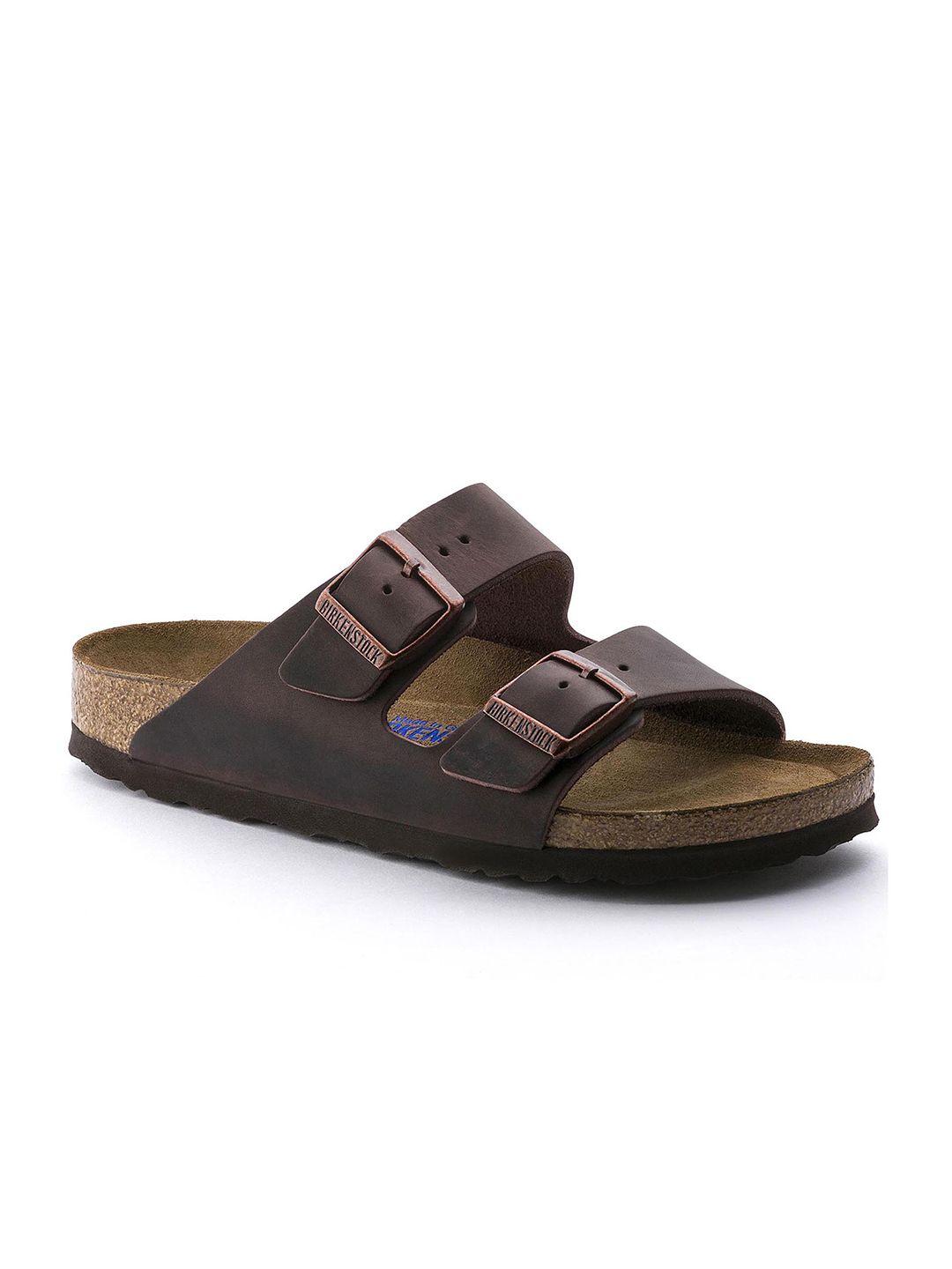 birkenstock unisex brown arizona narrow leather sliders