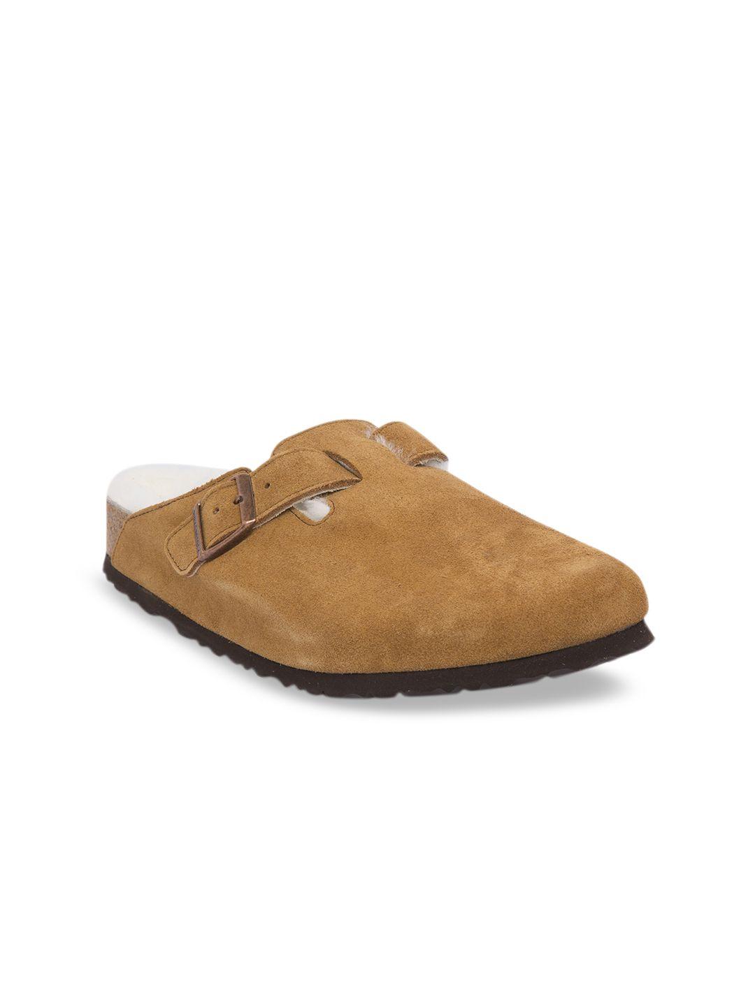 birkenstock unisex brown boston suede regular width leather sandals